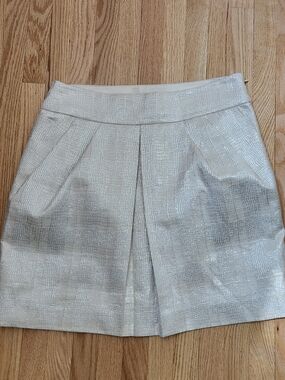 Club Monaco Metallic Silver Textured Mini Skirt
